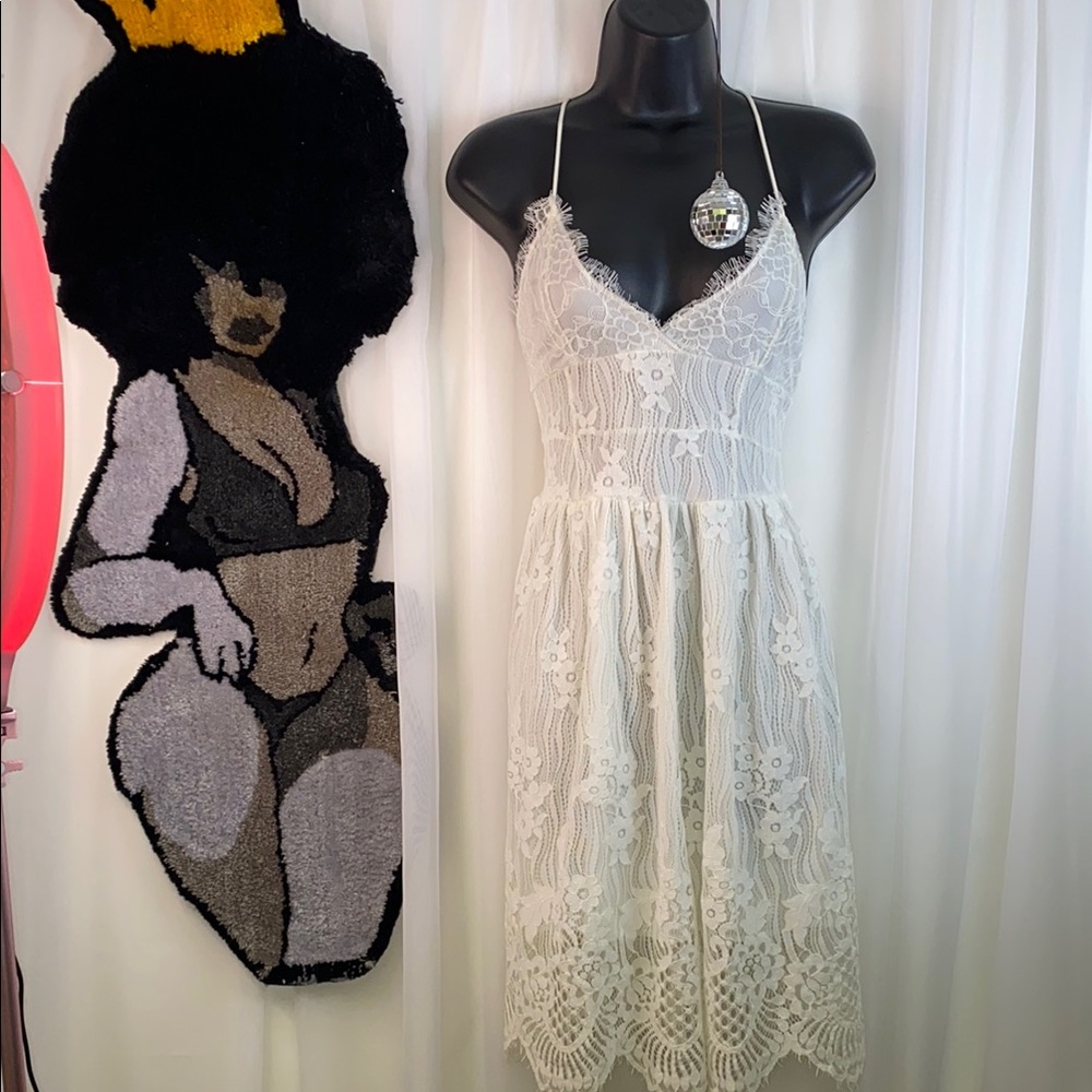 White Spaghetti Strap Sweetheart Midi Dress